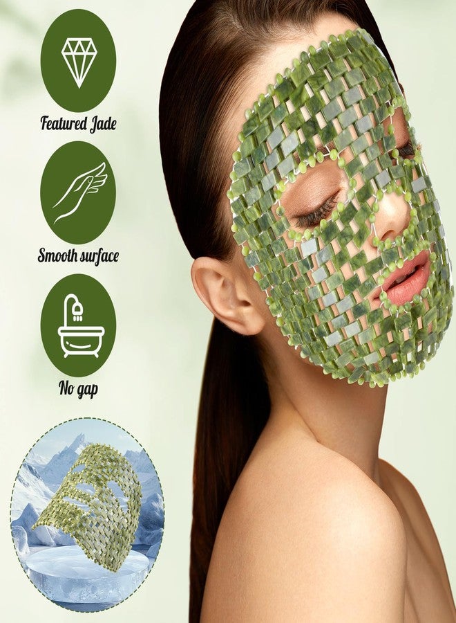 Demissle 4 Pcs Jade Eye Mask Jade Stone Facial Mask Scrap Massage Tool Hair Comb Facial Eye Cooling Stone Massage Tools for Puffy Eyes Dark Circles Gift(Dark Green) - Image 3